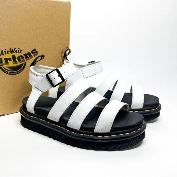 🍋 Dr. Martens • Women’s Blaire White Sandals Platform Hydro Leather Size 9