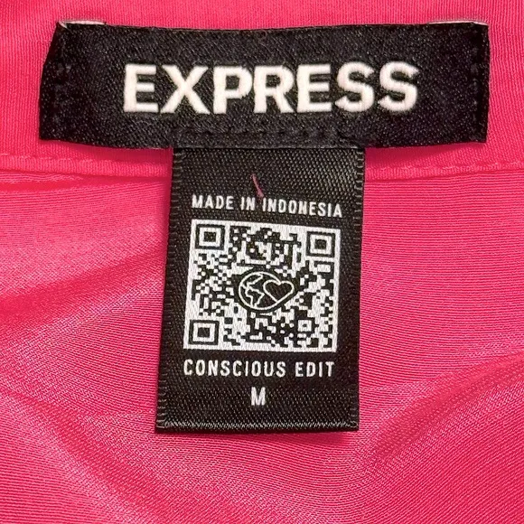 💝 Express Hot Pink Ruffle Hem Dropped Waist Shirt Dress Medium Easter Oversize M
