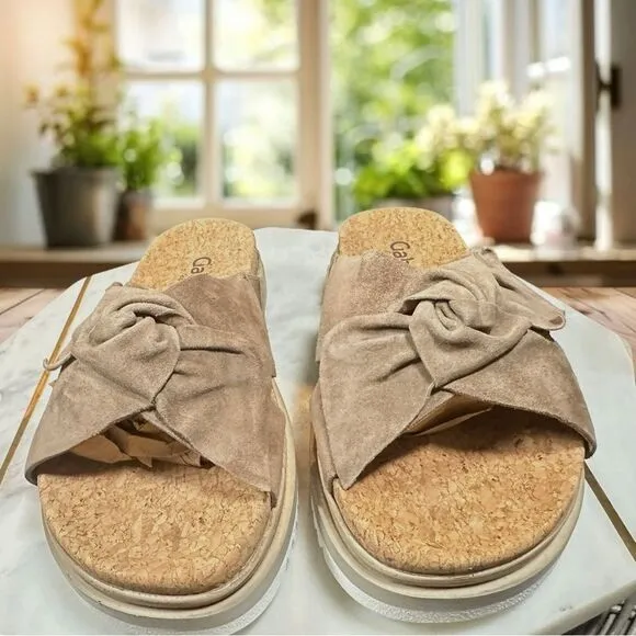 🔥 GABOR 🔥 82.851 Suede Sesame Platform Slip-on Slide Size 39 US 8.5