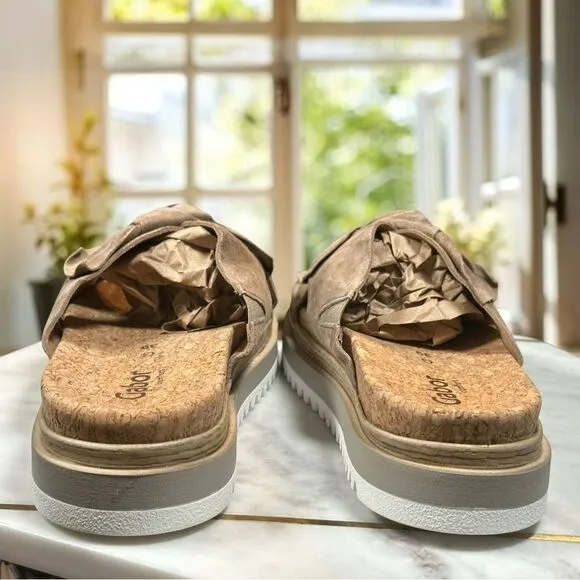 🔥 GABOR 🔥 82.851 Suede Sesame Platform Slip-on Slide Size 39 US 8.5