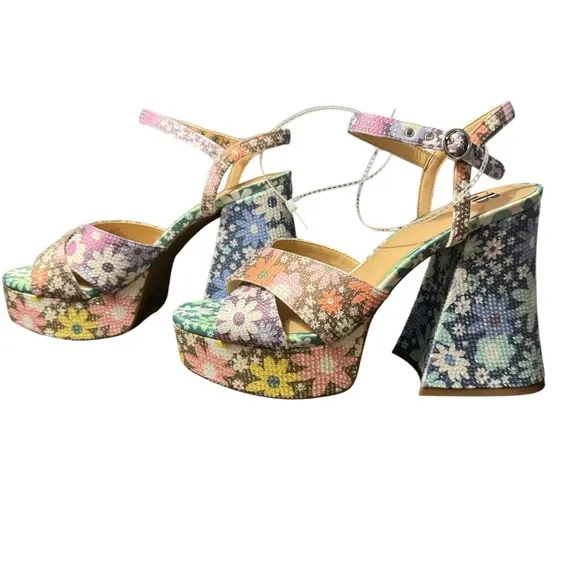 ❤️💗❤️ GB ULTI-MATE Funky Flower Platform Sandals with Rhinestones NWT