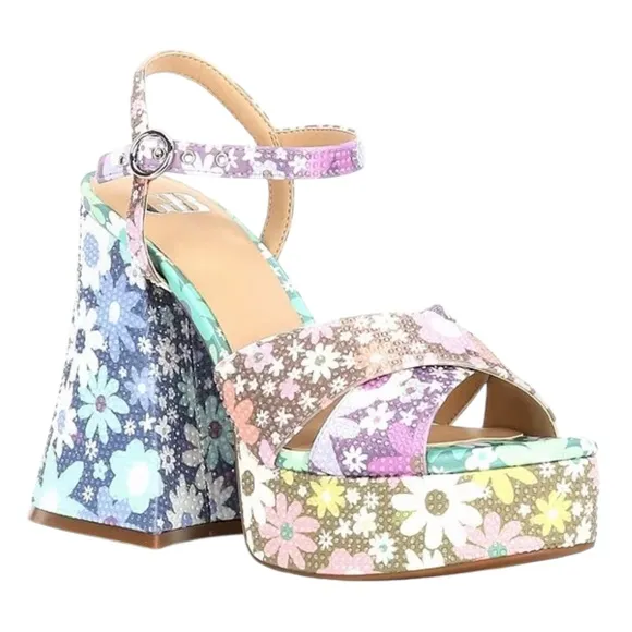 ❤️💗❤️ GB ULTI-MATE Funky Flower Platform Sandals with Rhinestones NWT