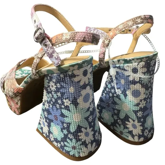 ❤️💗❤️ GB ULTI-MATE Funky Flower Platform Sandals with Rhinestones NWT