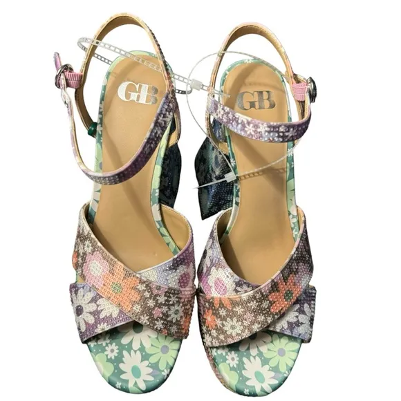❤️💗❤️ GB ULTI-MATE Funky Flower Platform Sandals with Rhinestones NWT