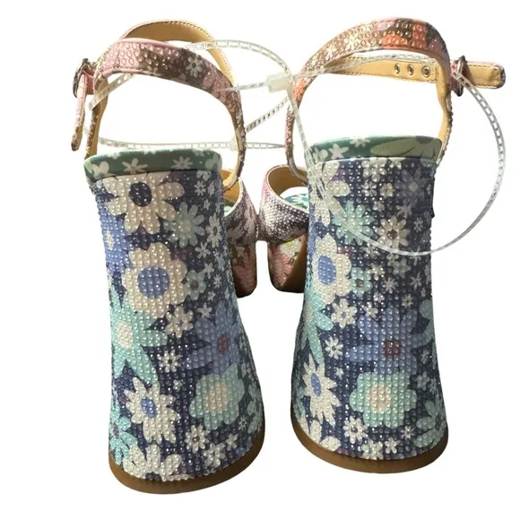 ❤️💗❤️ GB ULTI-MATE Funky Flower Platform Sandals with Rhinestones NWT
