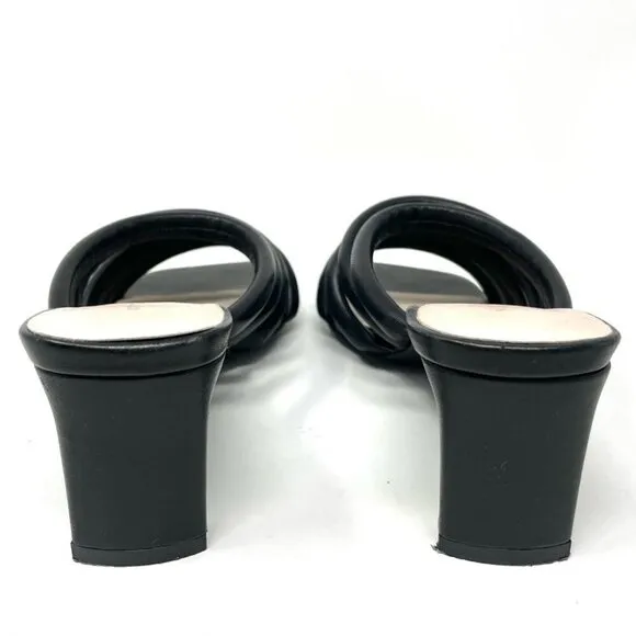 ** Intentionally Blank Willow III Black Tubular Leather Strap Sandals Size 8