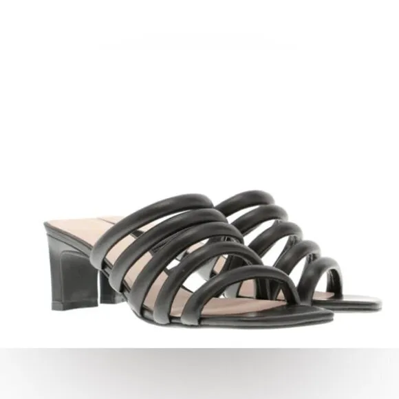 ** Intentionally Blank Willow III Black Tubular Leather Strap Sandals Size 8