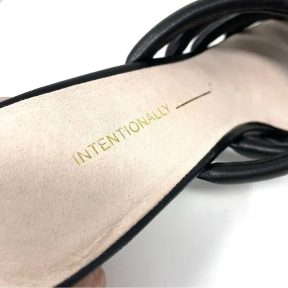 ** Intentionally Blank Willow III Black Tubular Leather Strap Sandals Size 8