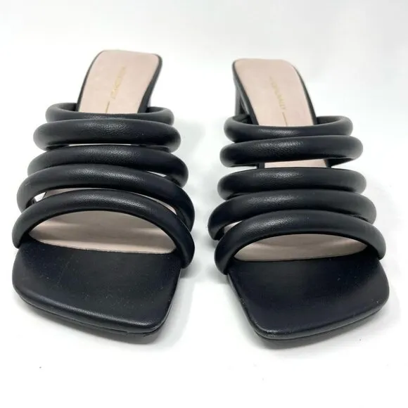 ** Intentionally Blank Willow III Black Tubular Leather Strap Sandals Size 8