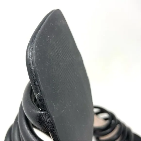 ** Intentionally Blank Willow III Black Tubular Leather Strap Sandals Size 8