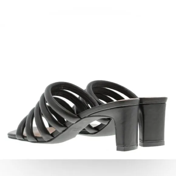 ** Intentionally Blank Willow III Black Tubular Leather Strap Sandals Size 8