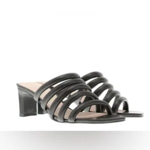 ** Intentionally Blank Willow III Black Tubular Leather Strap Sandals Size 8