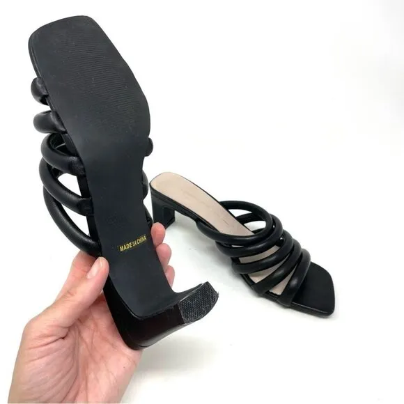 ** Intentionally Blank Willow III Black Tubular Leather Strap Sandals Size 8