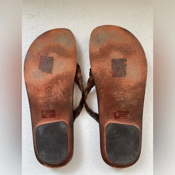 🇮🇹🇮🇹 KENNETH COLE NEW YORK BROWN BRAIDED THONG SANDALS MADE IN ITALY