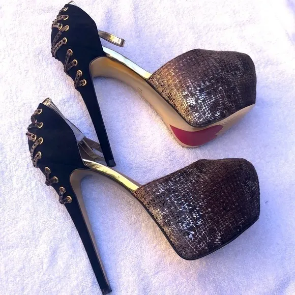 - LUICHINY snake skin heels 6 inches hight heels