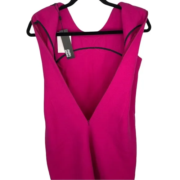 🆕 Marcus Lupfer Fuchsia Pink Rosette Embellished Wool Crepe Dress