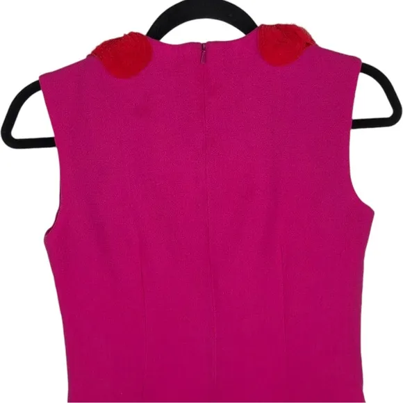 🆕 Marcus Lupfer Fuchsia Pink Rosette Embellished Wool Crepe Dress