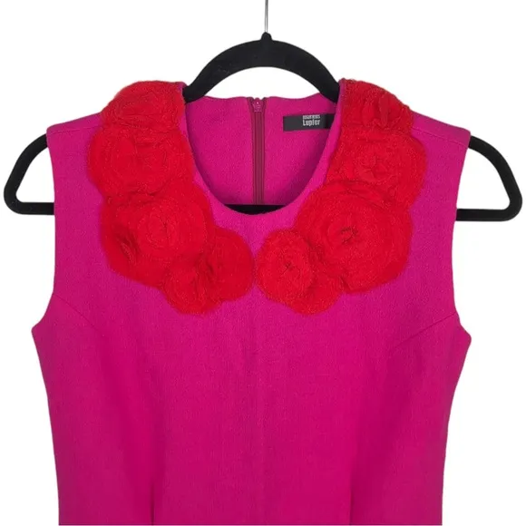 🆕 Marcus Lupfer Fuchsia Pink Rosette Embellished Wool Crepe Dress