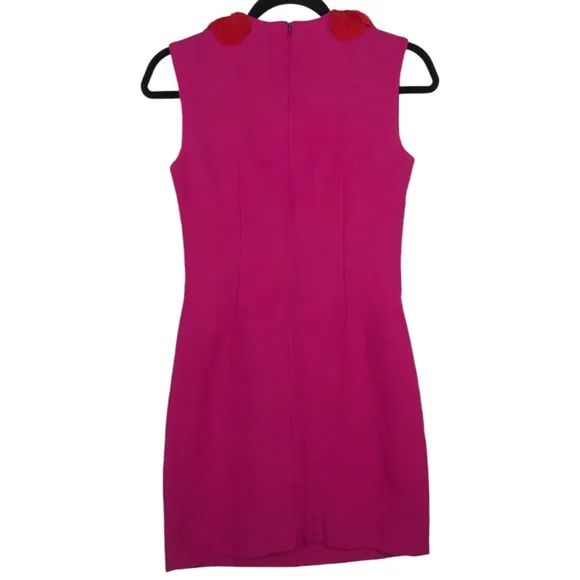 🆕 Marcus Lupfer Fuchsia Pink Rosette Embellished Wool Crepe Dress