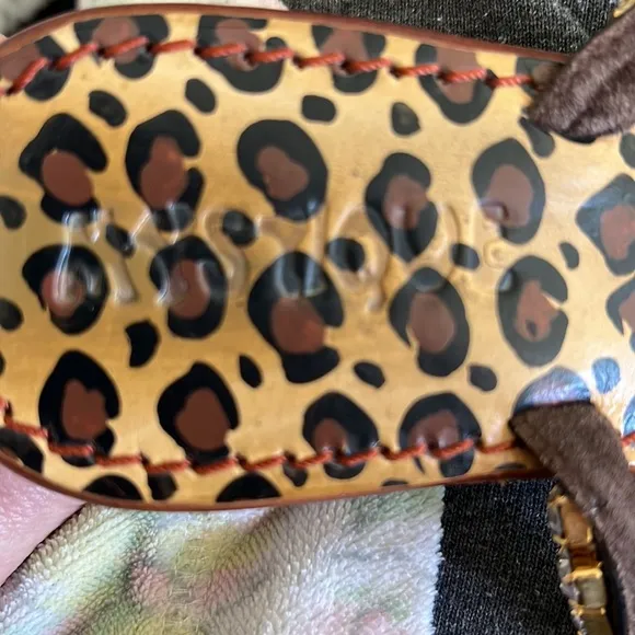 🔹 Mystique Handcrafted Leopard and Rhinestone Kitten Heel Thong Sandals