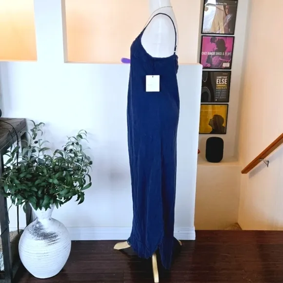 🏷️ REVOLVE BELLA DAHL Essential Frayed Blue Maxi Dress Size L Anthropologie