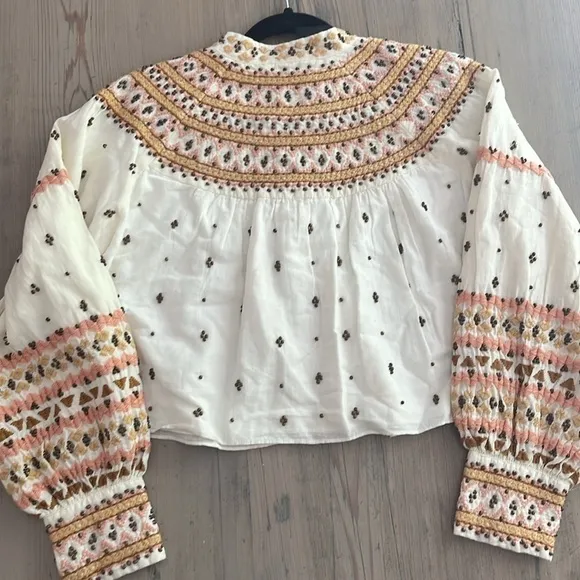 🆕 Veronica Beard Fernanda Embellished Beaded Linen Blend Crop Jacket Sz L