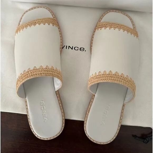 - Vince slide soft top grain all leather open toe slip on lightweight sandals