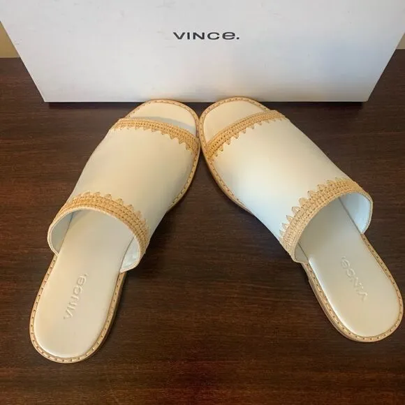 - Vince slide soft top grain all leather open toe slip on lightweight sandals