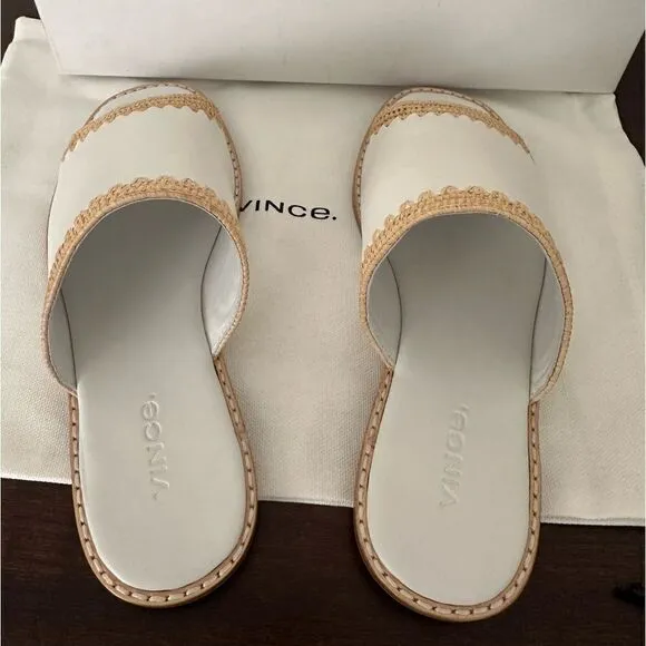 - Vince slide soft top grain all leather open toe slip on lightweight sandals