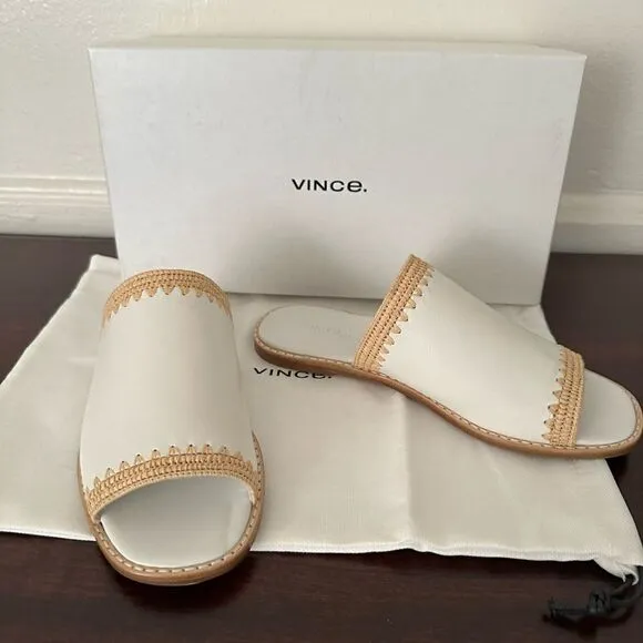 - Vince slide soft top grain all leather open toe slip on lightweight sandals
