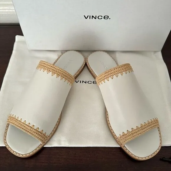 - Vince slide soft top grain all leather open toe slip on lightweight sandals