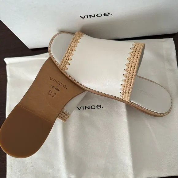- Vince slide soft top grain all leather open toe slip on lightweight sandals