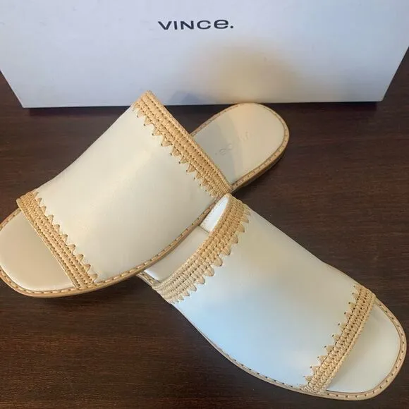 - Vince slide soft top grain all leather open toe slip on lightweight sandals
