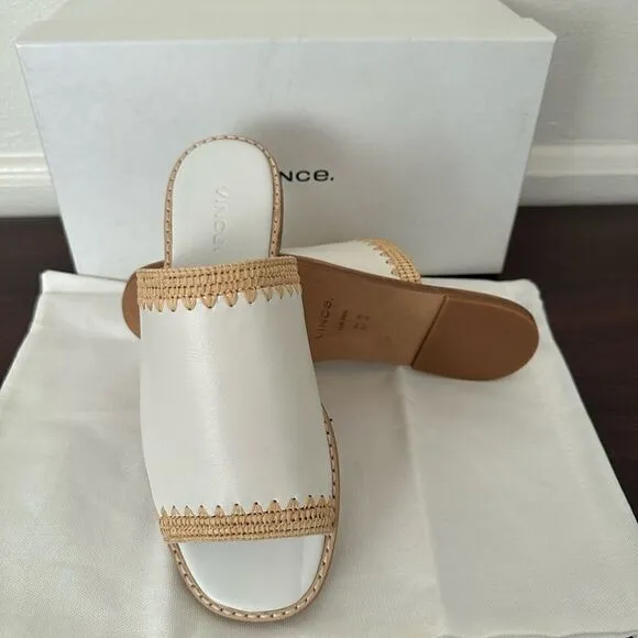 - Vince slide soft top grain all leather open toe slip on lightweight sandals