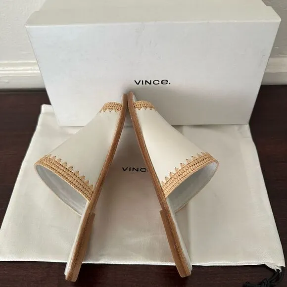 - Vince slide soft top grain all leather open toe slip on lightweight sandals