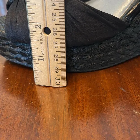 🧊 White house black market platform wedge black espadrille ankle strap, sandals