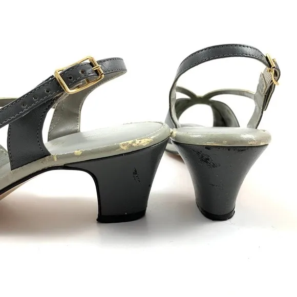 1940's PENALJO gray color block heeled sandals