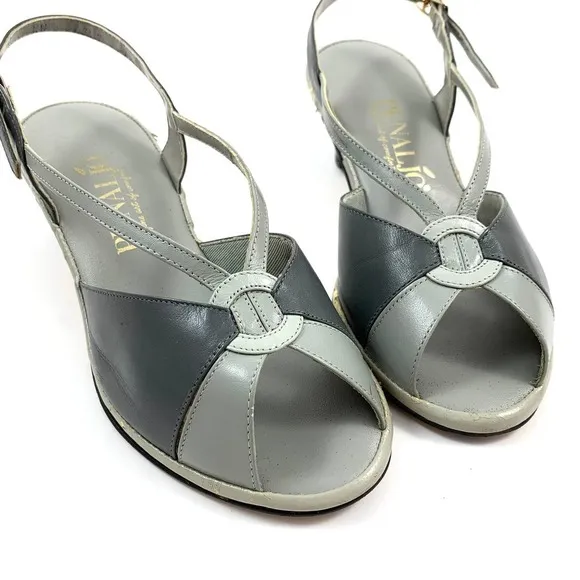 1940's PENALJO gray color block heeled sandals