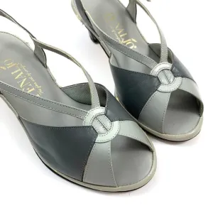 1940's PENALJO gray color block heeled sandals