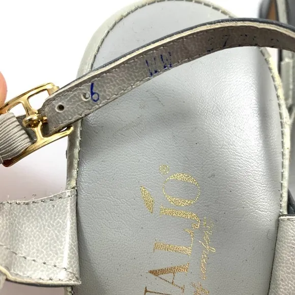 1940's PENALJO gray color block heeled sandals
