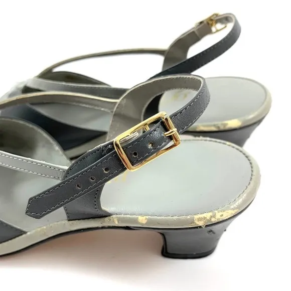 1940's PENALJO gray color block heeled sandals