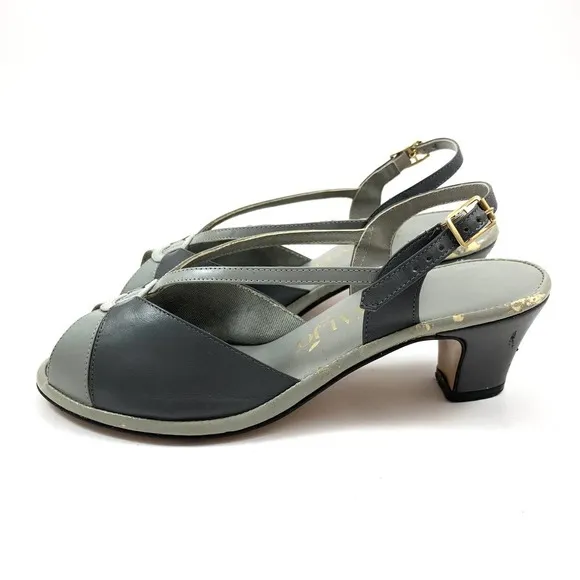 1940's PENALJO gray color block heeled sandals