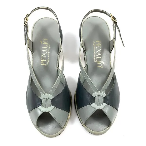 1940's PENALJO gray color block heeled sandals