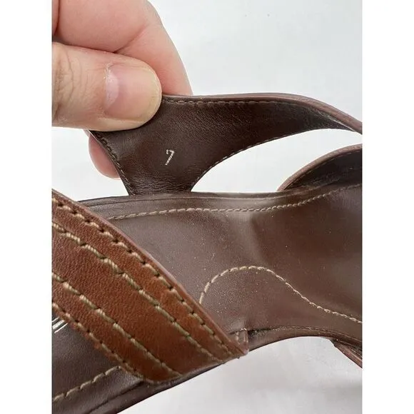 $399 TOD’S Italy WOMEN’S CAMEL LEATHER PLATFORM WEDGE SANDALS Size 7