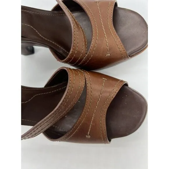 $399 TOD’S Italy WOMEN’S CAMEL LEATHER PLATFORM WEDGE SANDALS Size 7