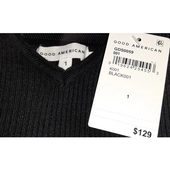 50% Off NWT - Good American Rib Midi Tank Dress in Black Size: 1 (Small)