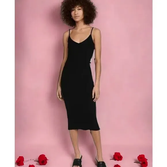 50% Off NWT - Good American Rib Midi Tank Dress in Black Size: 1 (Small)