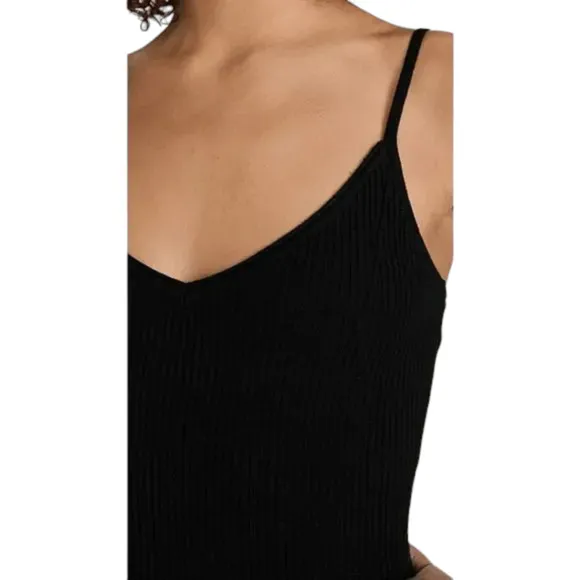 50% Off NWT - Good American Rib Midi Tank Dress in Black Size: 1 (Small)