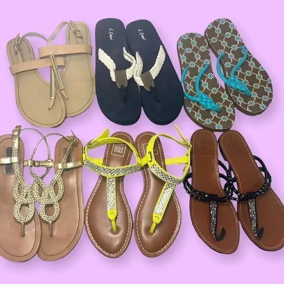 6 Pair Sandals Size 7. BCBG, Vince Camuto, JCrew, Sole Diva, Vera, Steve Madden.