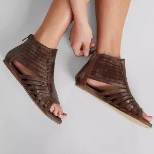 7.5W Roan By Bed Stu Pearl Leather Gladiator Sandals Zipper Closure